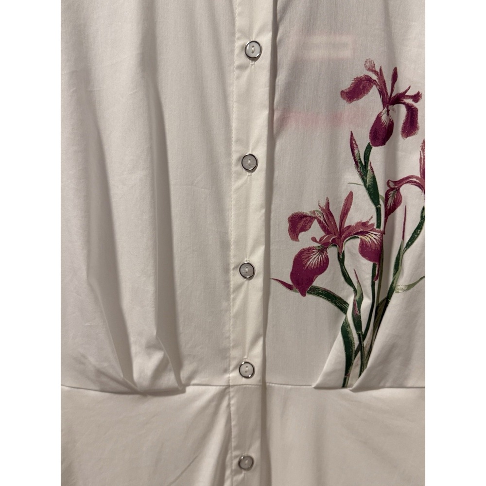 NWT Hunter Floral Faux Embroidery Midi Shirt Dress Button Front Pockets Belt M - Picture 10 of 16